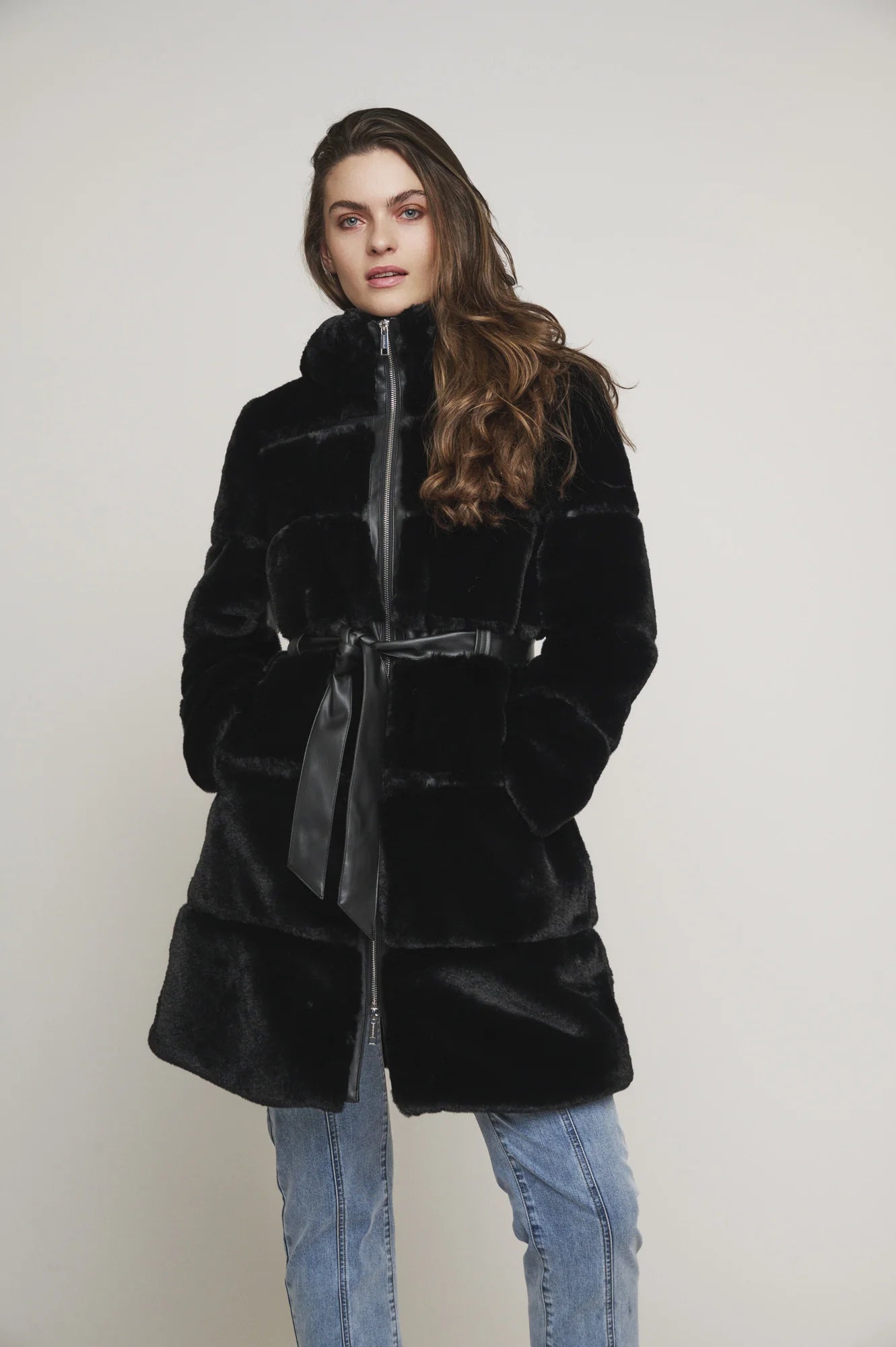 Harvard Faux Fur Belted Coat