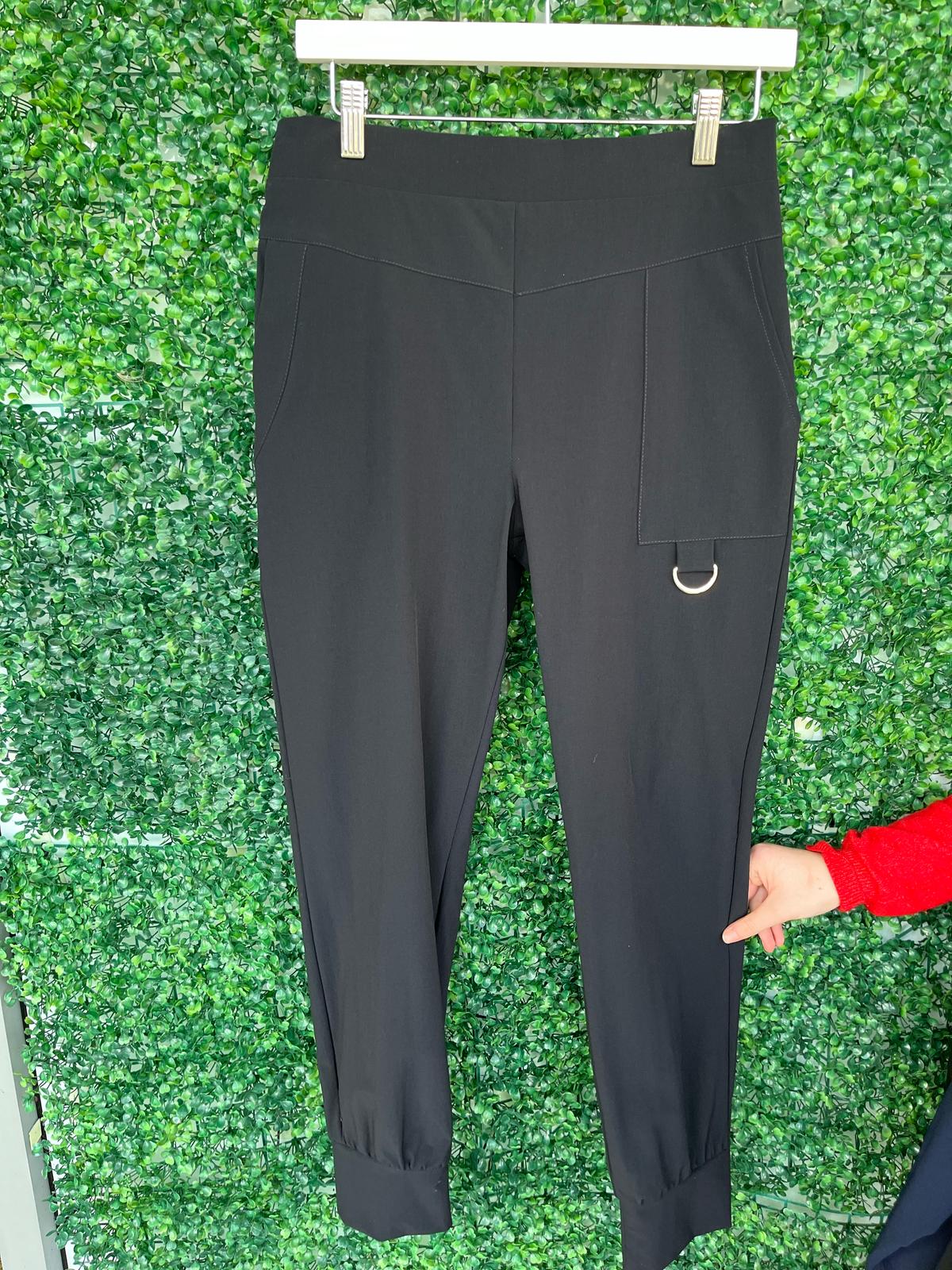 Black and Grey Trousers with Metal Detail