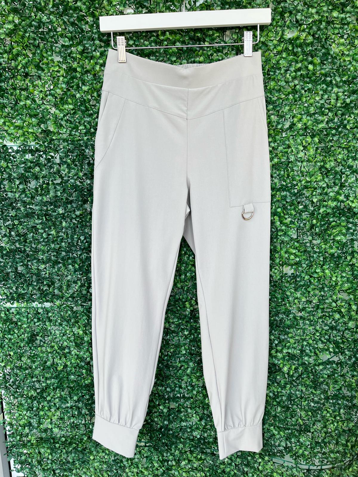 Black and Grey Trousers with Metal Detail