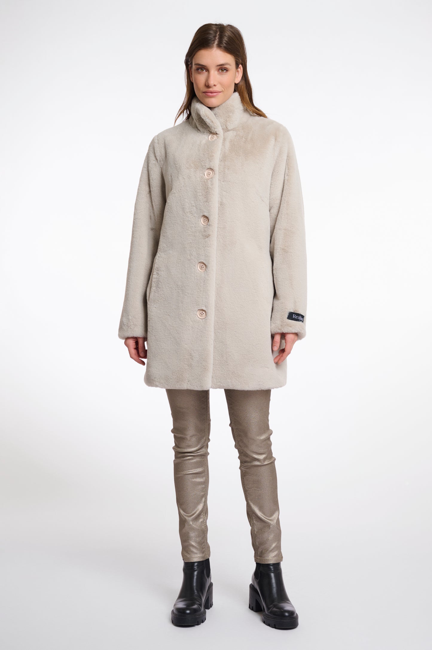 Nonna Single Brested Faux Fur Coat