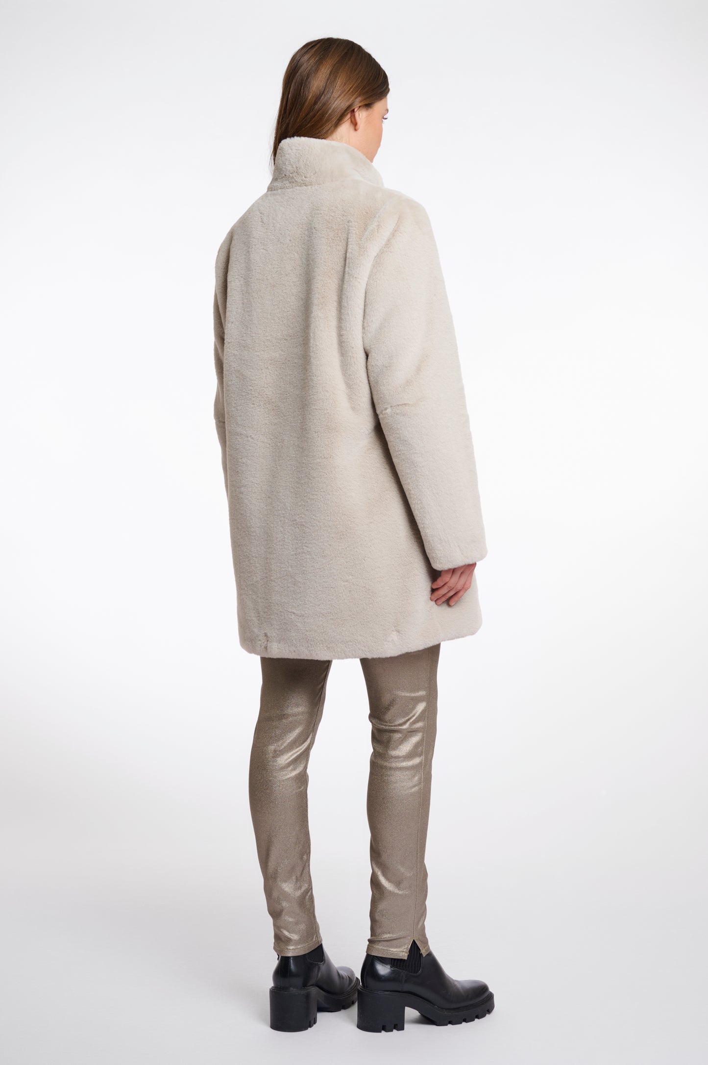 Nonna Single Brested Faux Fur Coat