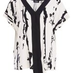 Ora Vee Neck Print Top with contrast neck and front band