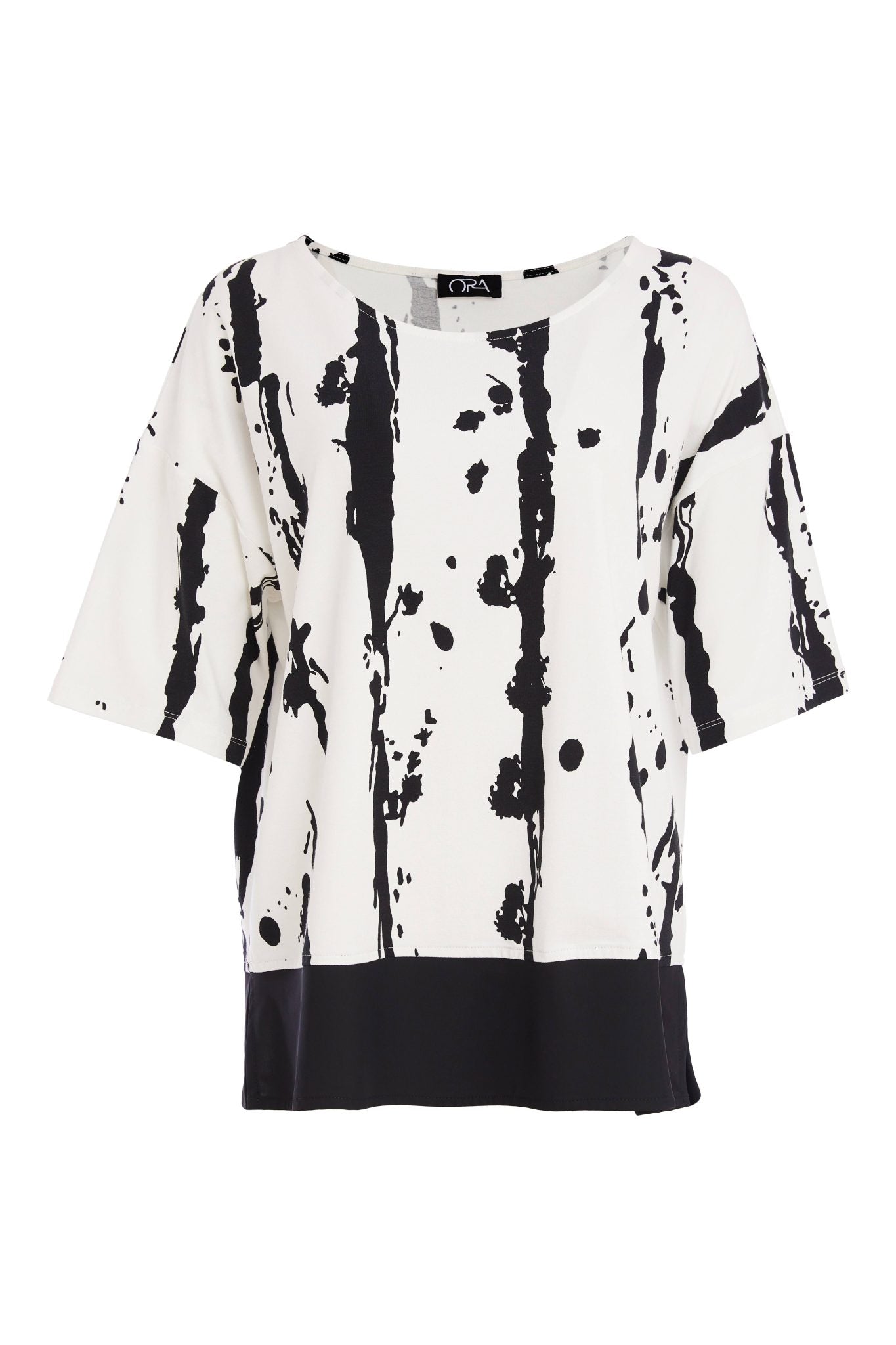 Ora Print Round Neck Top with Contrast Hemband