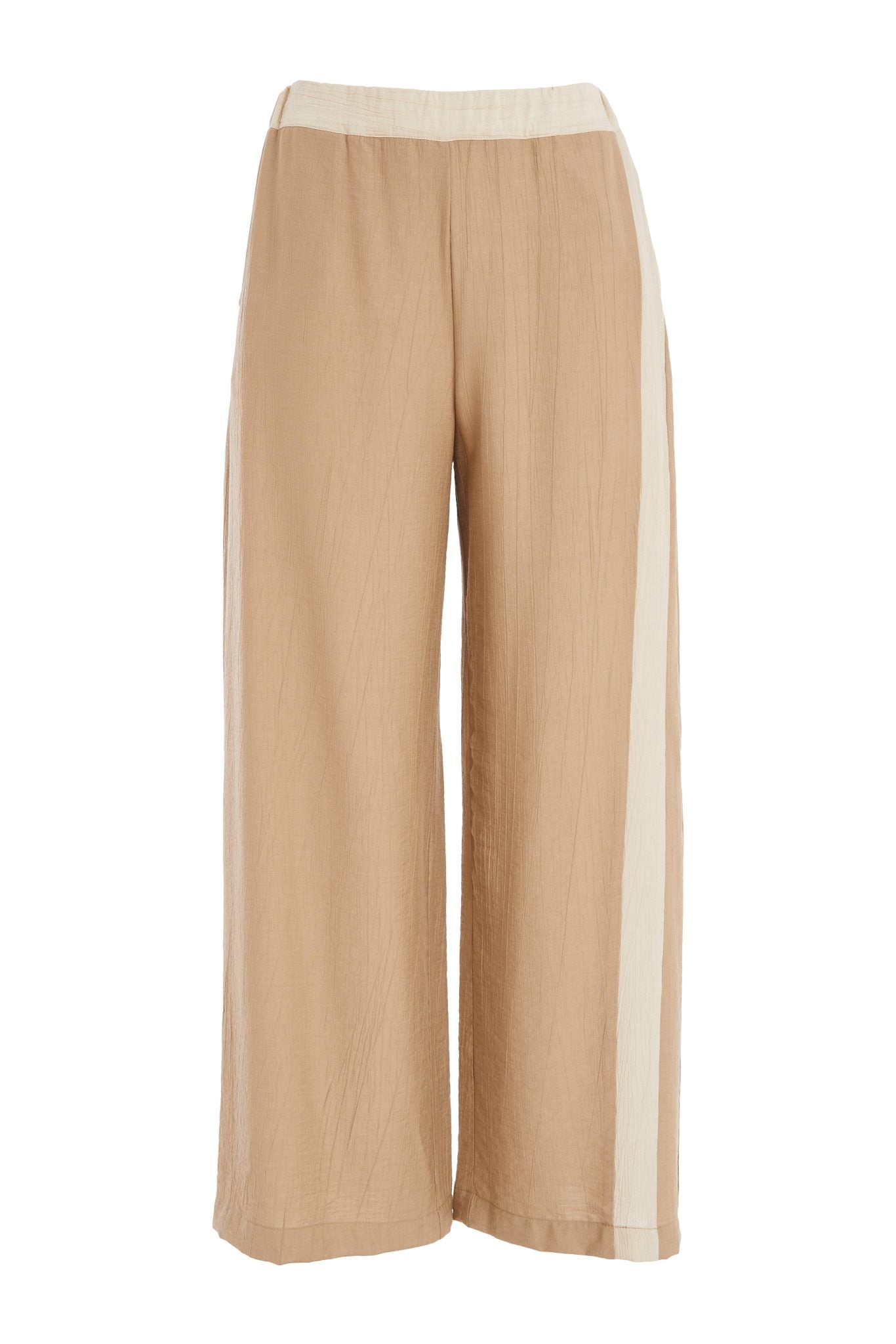 Ora Soft Crinkle Trouser With Contrast Panel And Waist