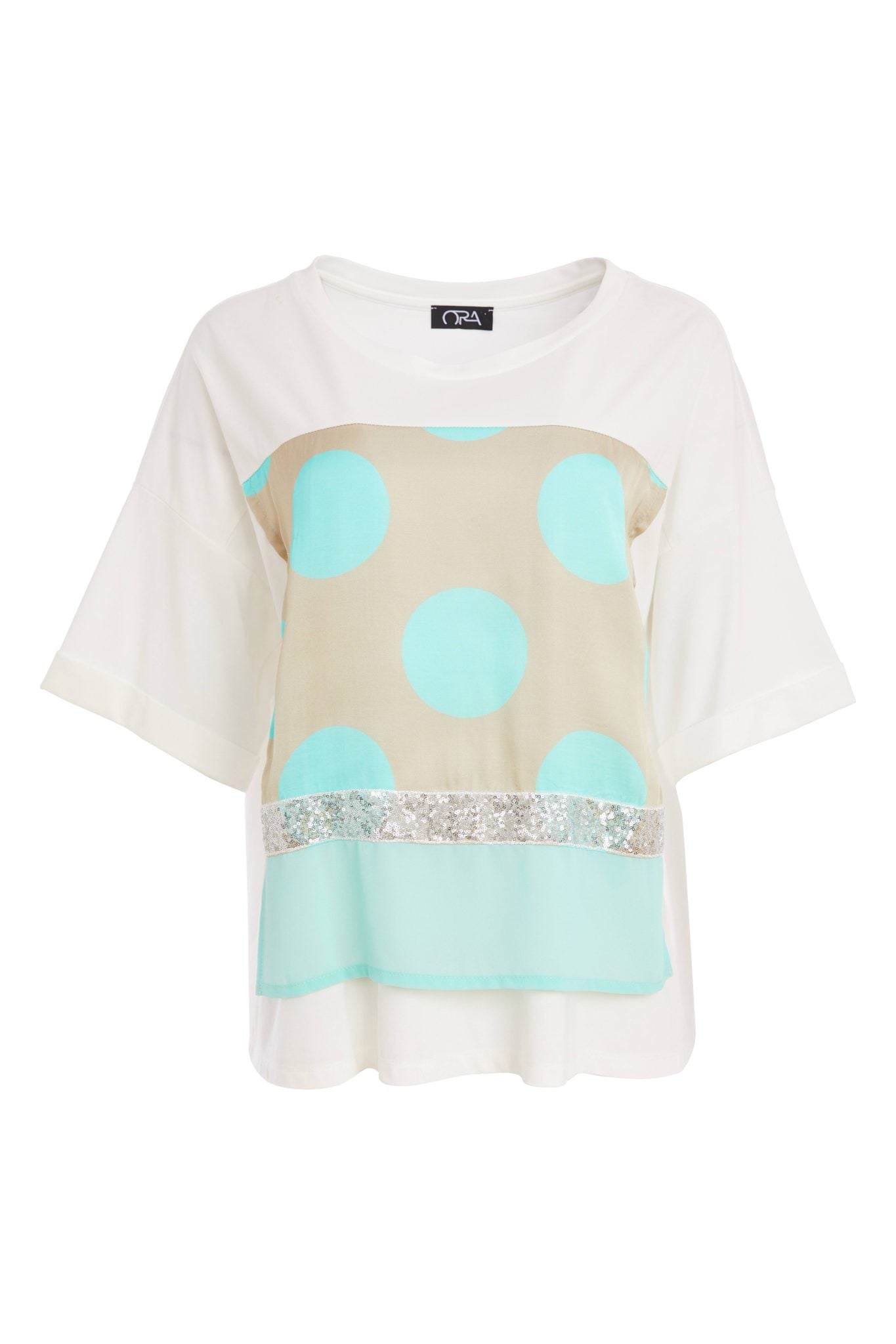 Ora Spot Print Top With Sequin Trim