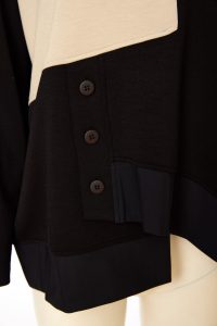 High-Neck Long-Sleeve Top in Black/Plum or Black/Beige