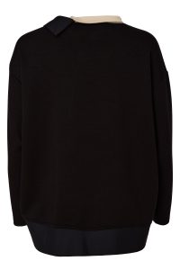 High-Neck Long-Sleeve Top in Black/Plum or Black/Beige