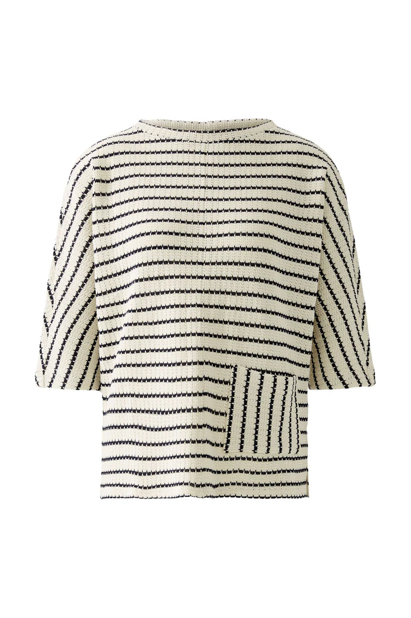 Oui stripe navy top stretch
