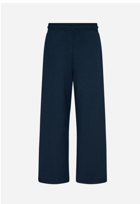 Navy blue wide-leg pants on a white background