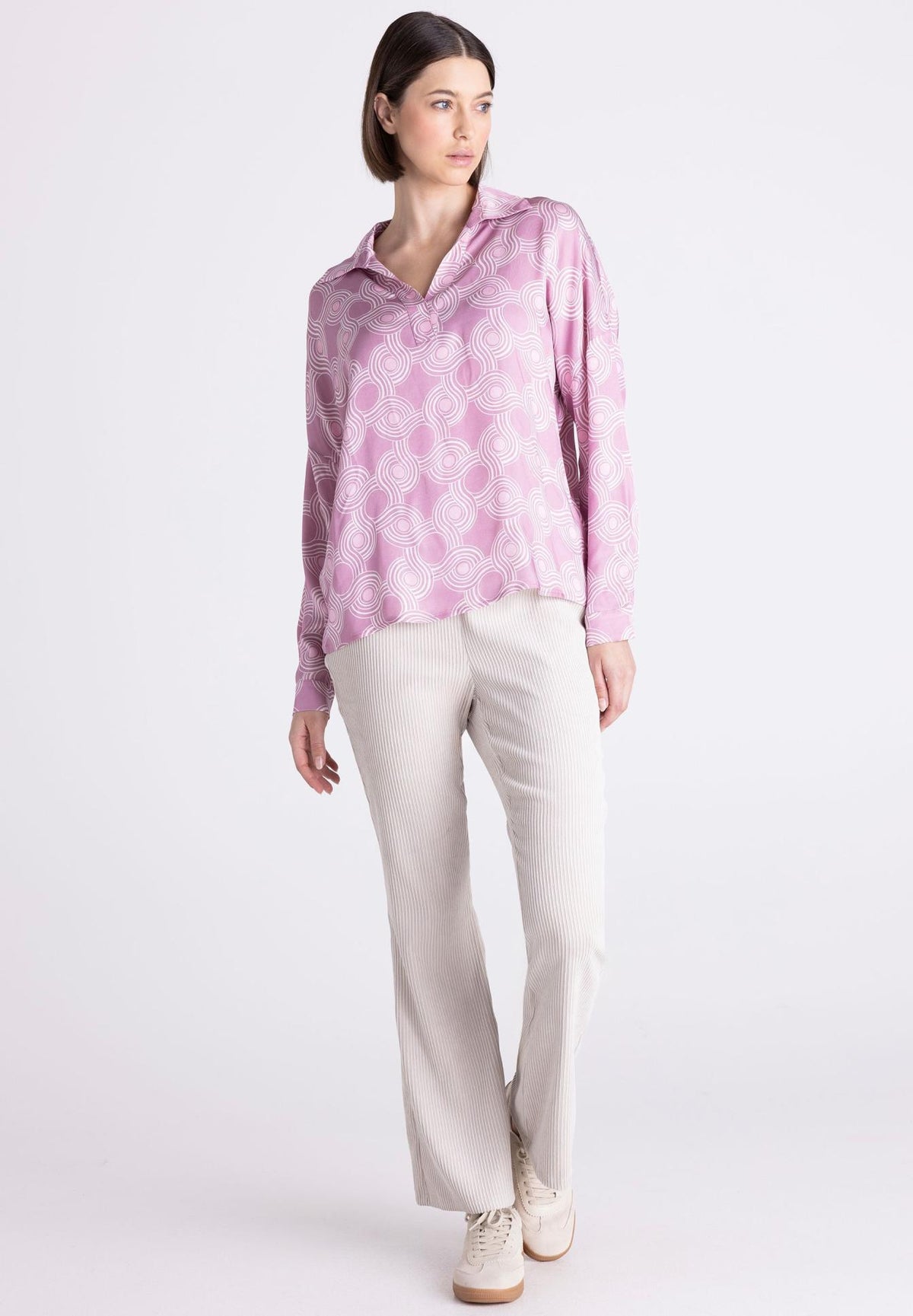 Pink Geometric Print Blouse