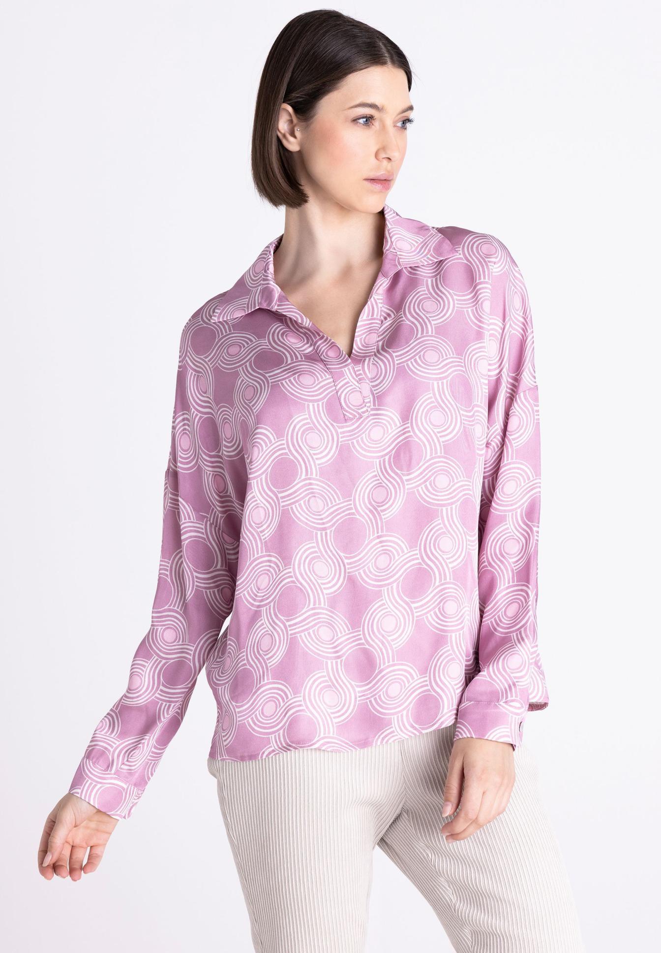 Pink Geometric Print Blouse