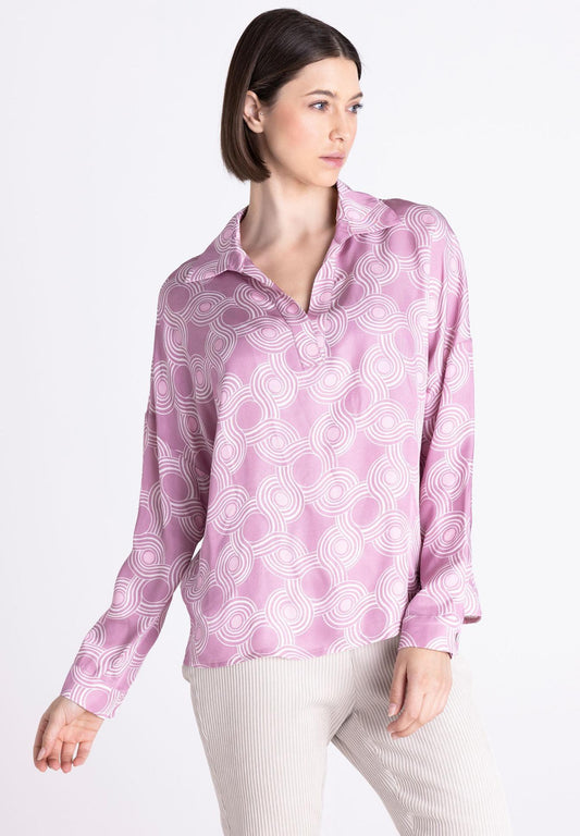 Pink Geometric Print Blouse
