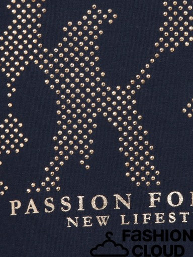 Navy Leopard Print Detail Top