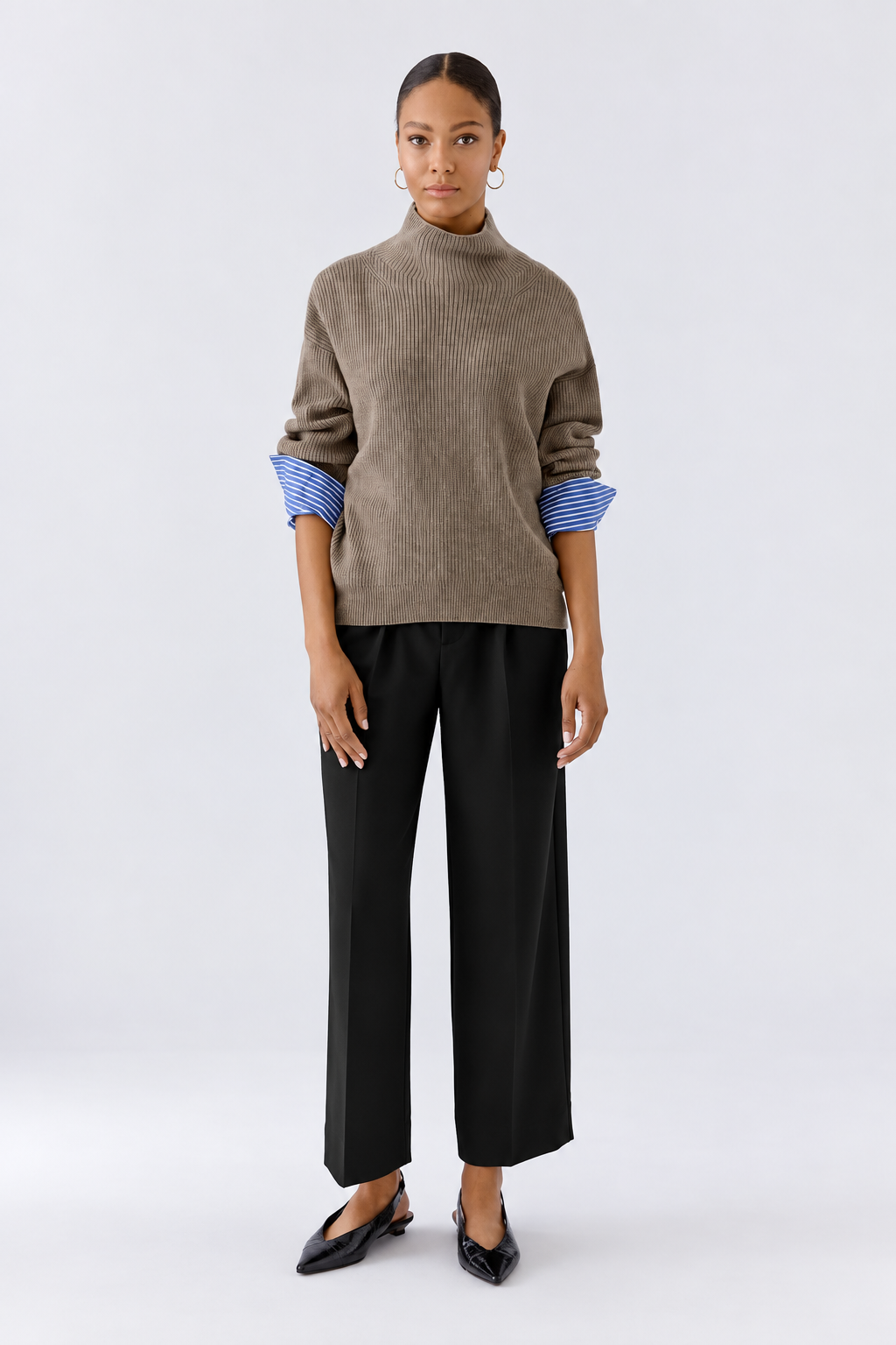 Black  Wide Leg Tailored Trousers