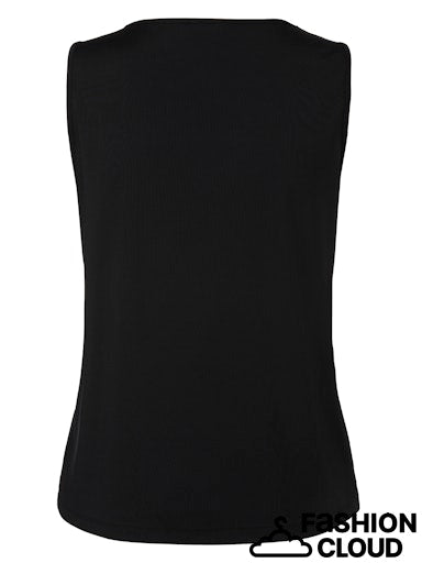 Ribbed Black Round Neck Vest