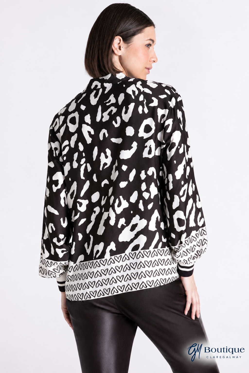 Barbara Lebek Animal-Print Blouse with Contrast Border