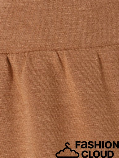 Close-up of a brown textured fabric with a horizontal seam and pleated detail, featuring a 'FASHION CLOUD' watermark in the bottom right corner.