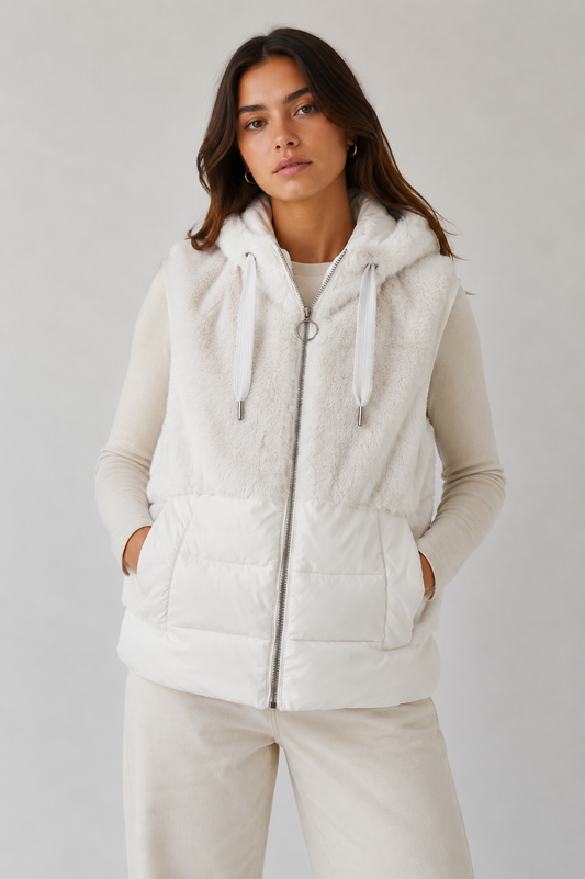 Faux Fur & Padded Hooded Gilet