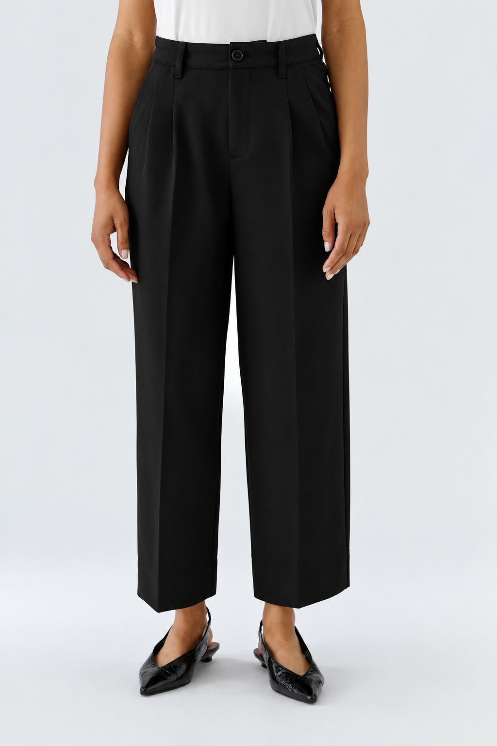 Black  Wide Leg Tailored Trousers