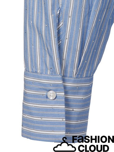 Blue Stripe Embellished Shirt