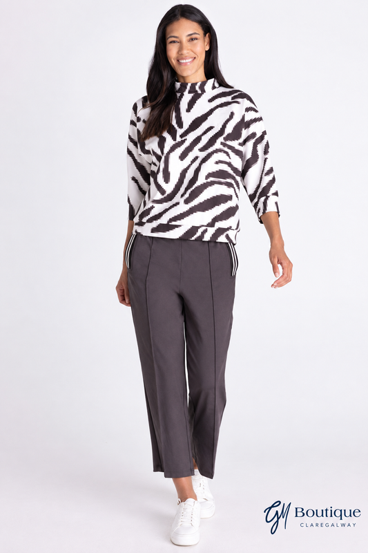 Tuzzi Zebra-Print Sweatshirt with Stand Neck