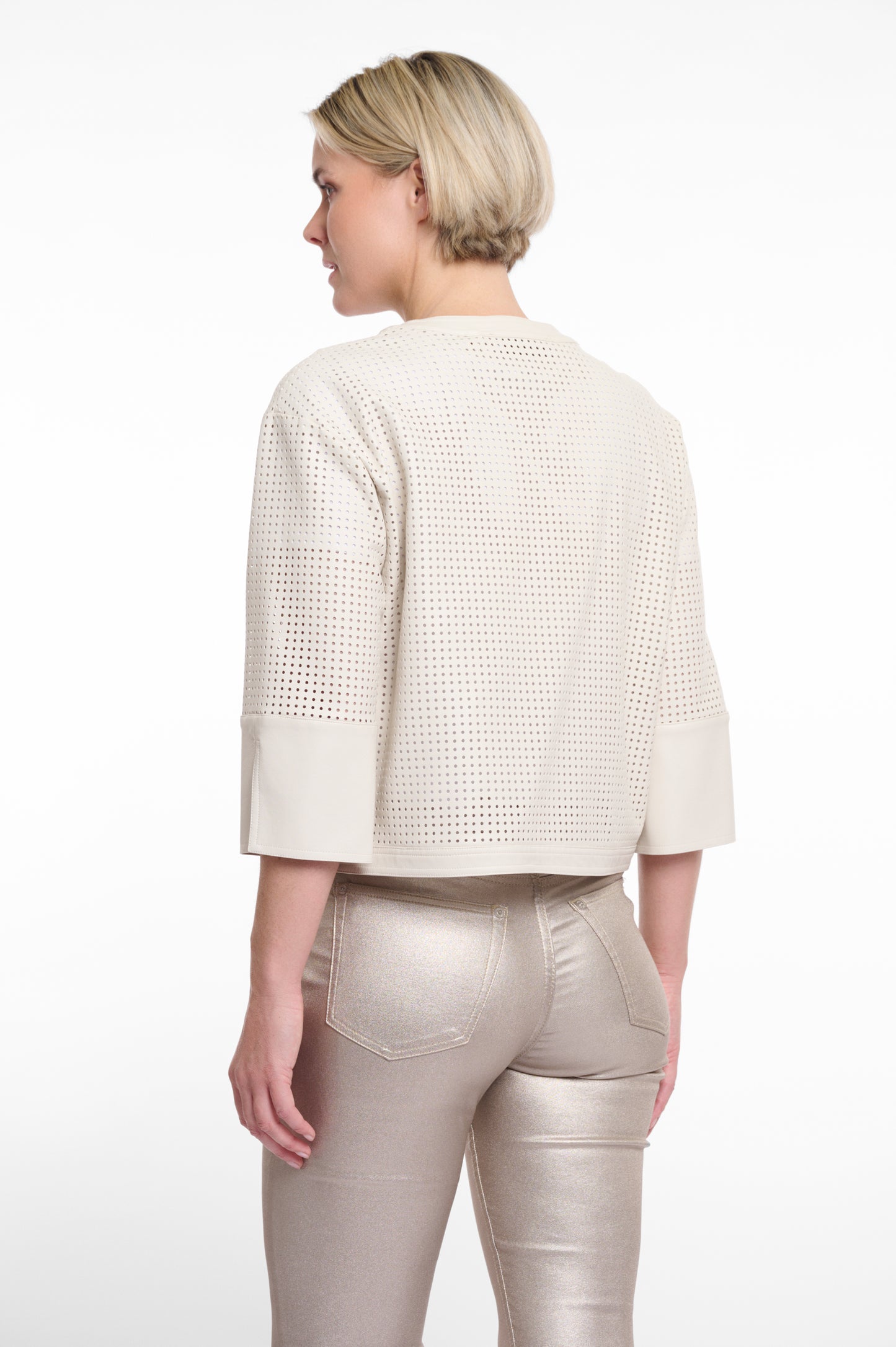 Abou Faux Leather Jacket with 3/4 sleeve