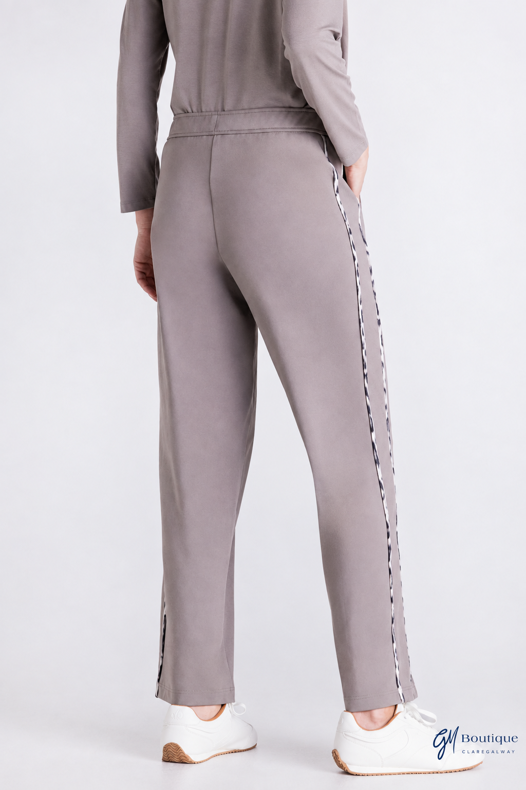Tuzzi Straight-Leg Jersey Trousers with Leopard-Print Piping